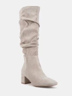 Novo Écru - Bottes au genou froncées à talon carré geri Online