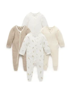 Purebaby - Paquet de combinaisons de nuit zippées 4 Écru Online
