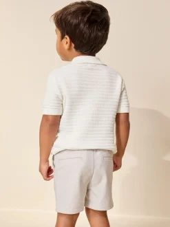 Next écru - Polo en maille à manches courtes et col Revere (3mois7ans) Discount