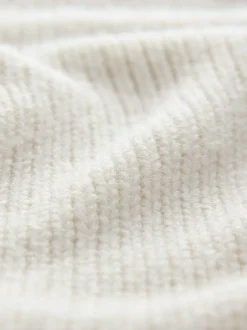 Next écru - Pull en maille épaisse à col droit avec laine Best