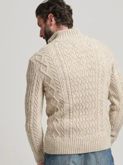 Superdry Écru - Pull Jacob avec col boutonné Discount