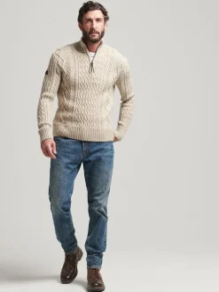 Superdry Écru - Pull Jacob avec col boutonné Discount