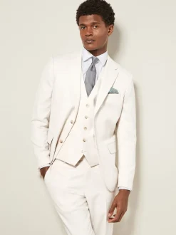 Next - Slim Fit (Slim Fit) - Veste de costume texturée écru New