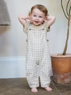 The Little Tailor Écru - Ensemble salopette et t-shirt tissé bébé New