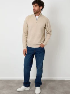 Threadbare Écru - Pull en maille côtelée à manches raglan Sale