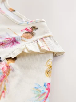 Next écru - T-shirt côtelé à manches longues et volants (3mois7ans) Hot