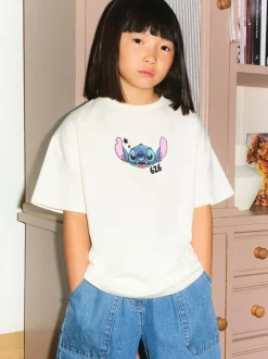 Next écru - T-shirt graphique oversize Lilo & Stitch (3-16ans) Sale