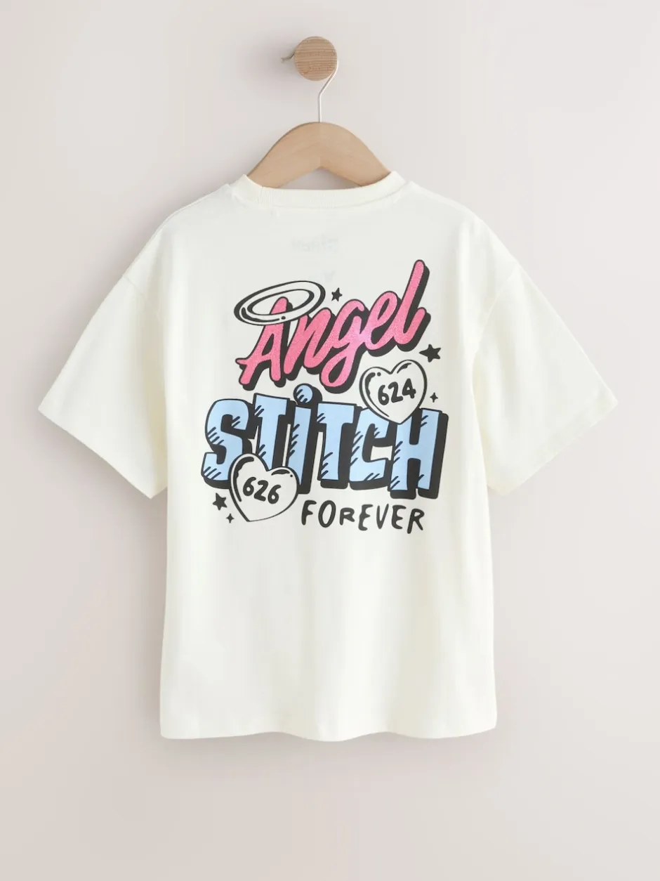 Next écru - T-shirt graphique oversize Lilo & Stitch (3-16ans) Sale