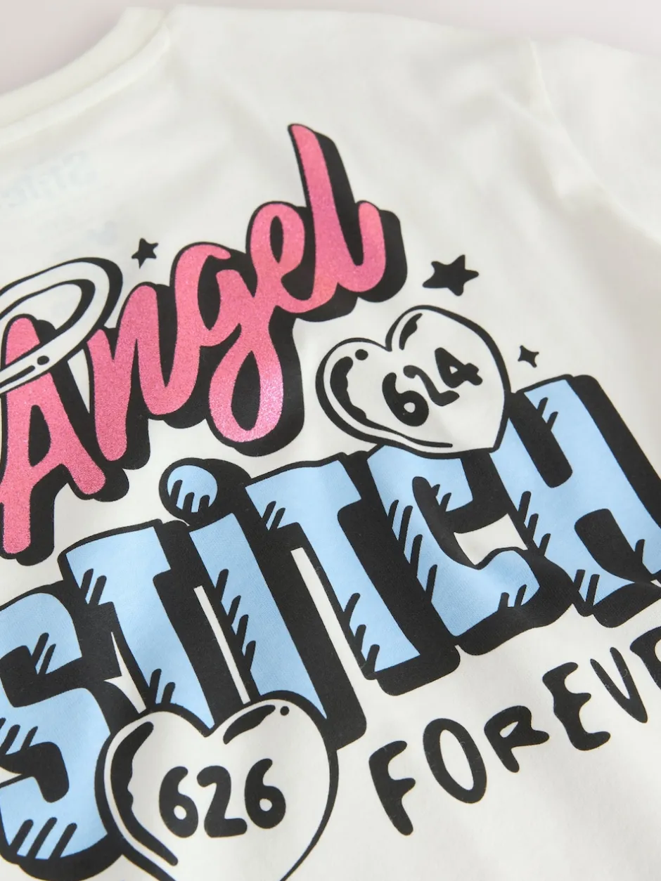 Next écru - T-shirt graphique oversize Lilo & Stitch (3-16ans) Sale