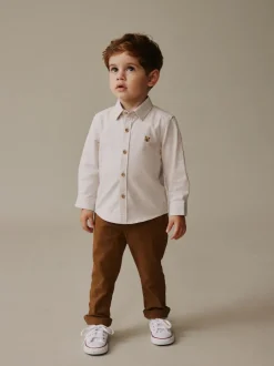 Next - Chemise Oxford à manches longues (3mths-7yrs) Écru avec personnage Online