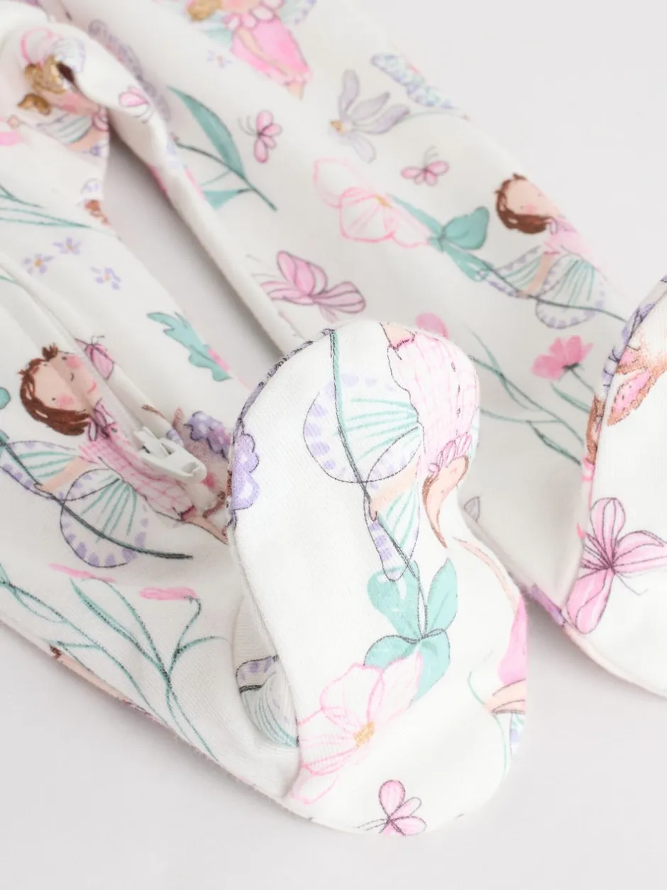 Next Écru motif fée - Lot de 3 dors-bien bébé à fermeture éclair bidirectionnelle (0-2ans) Best