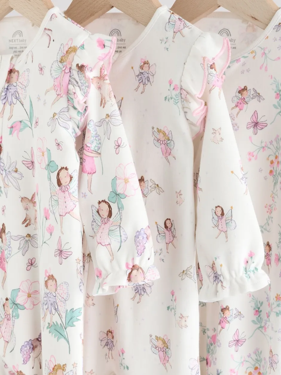 Next Écru motif fée - Lot de 3 dors-bien bébé à fermeture éclair bidirectionnelle (0-2ans) Best
