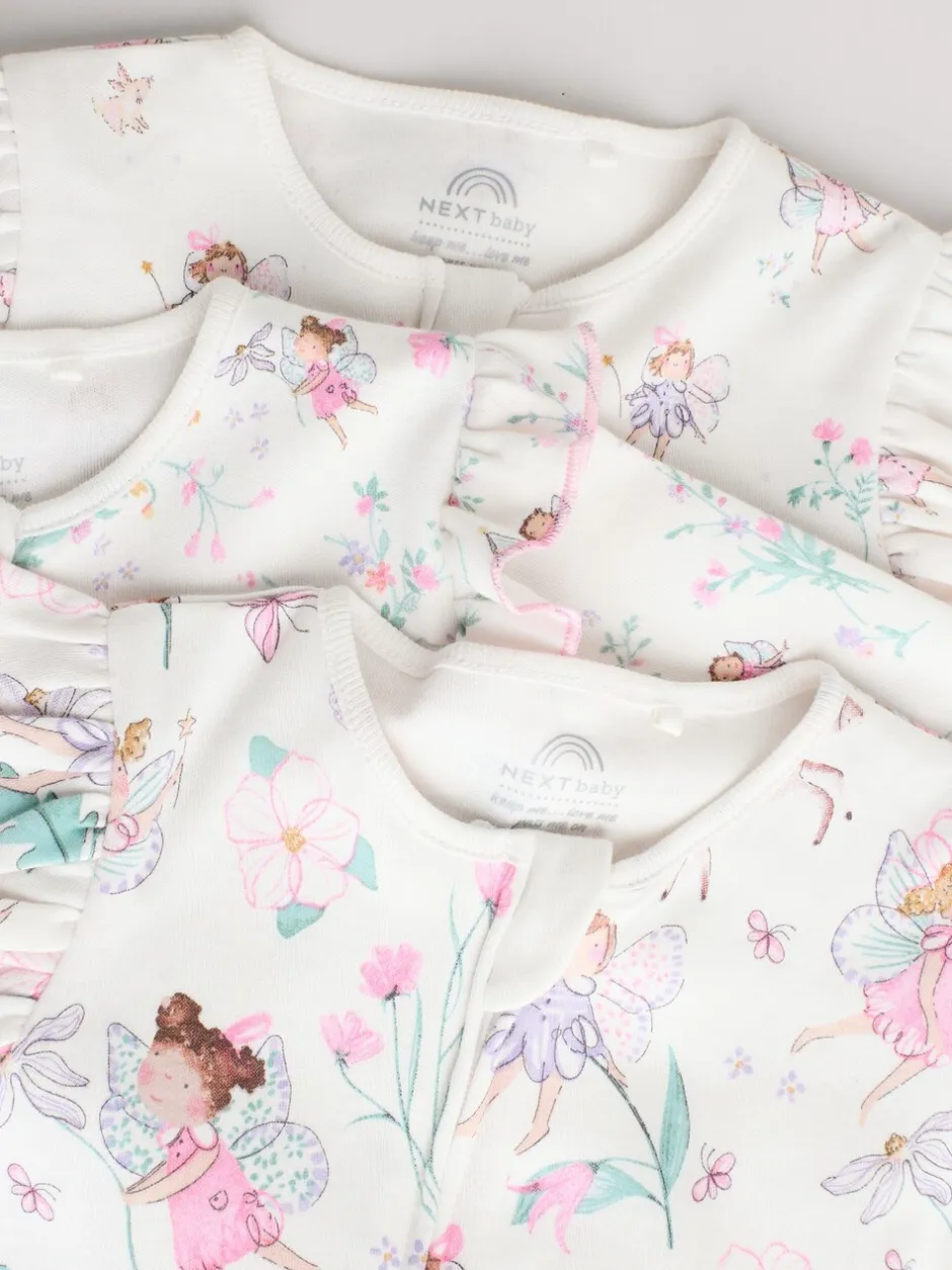 Next Écru motif fée - Lot de 3 dors-bien bébé à fermeture éclair bidirectionnelle (0-2ans) Best