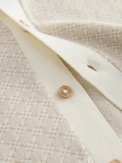 Next Écru motif géométrique - Polo boutonné en maille (3-16ans) Discount