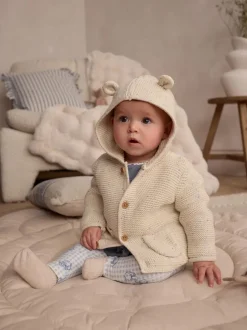 Next Écru moucheté - Bébé à capuche en tricot Cardigan Hot