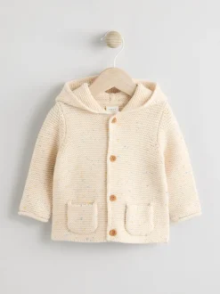 Next Écru moucheté - Bébé à capuche en tricot Cardigan Hot