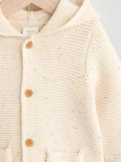 Next Écru moucheté - Bébé à capuche en tricot Cardigan Hot