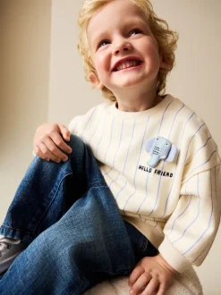 Next - Sweat imprimé All-over Col rond (3mois -7ans) Écru rayé éléphant Hot