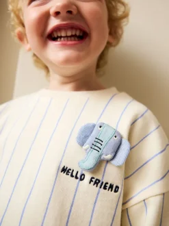 Next - Sweat imprimé All-over Col rond (3mois -7ans) Écru rayé éléphant Hot