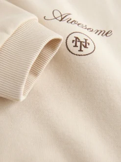 Next - Sweat-shirt en jersey à col rond imprimé au dos (3mois7ans) Écru Safari Club Clearance