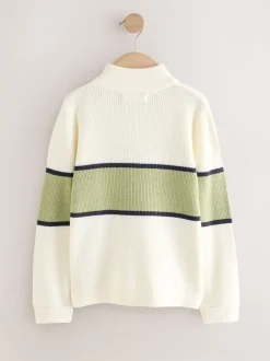 Next Écru/vert - Pull colorblock en maille à col zippé (3-16ans) Sale