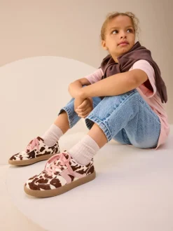 Next - Formateurs rétro Cuir à imprimé vache New