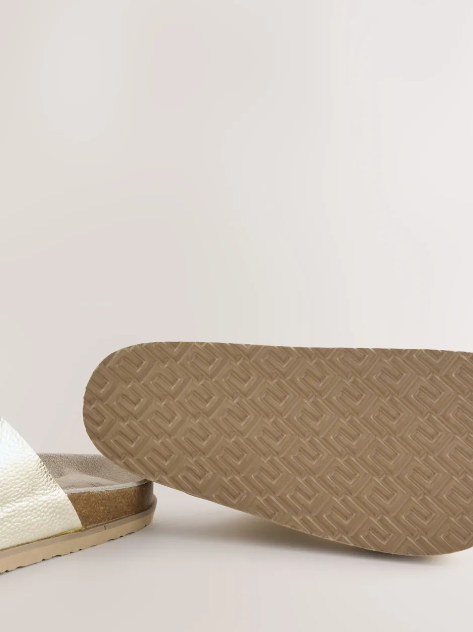 Next Cuir doré - Sandales à double bride avec semelle plantaire Best