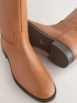Next Cuir marron fauve - Bottes d’équitation plates Forever Comfort® Sale