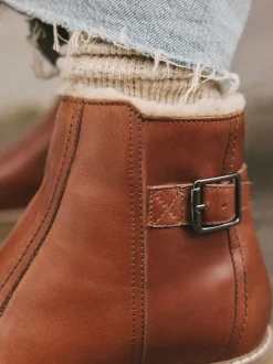 Next Cuir marron fauve - Bottes Forever Comfort® doublées de fausse fourrure avec boucle Discount