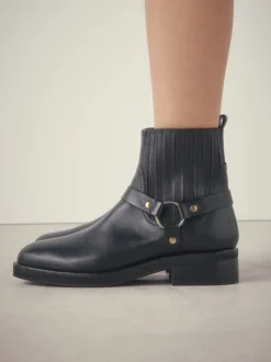 Next Cuir noir - Bottes Forever Comfort® Hardware Harness Chelsea Sale