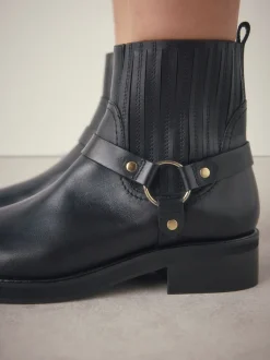 Next Cuir noir - Bottes Forever Comfort® Hardware Harness Chelsea Sale