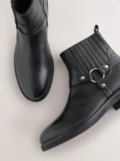 Next Cuir noir - Bottes Forever Comfort® Hardware Harness Chelsea Sale