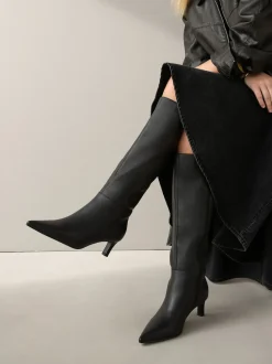 Next Cuir noir - Bottes skinny à talons hauteur genou