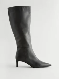 Next Cuir noir - Bottes skinny à talons hauteur genou