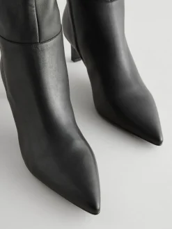 Next Cuir noir - Bottes skinny à talons hauteur genou