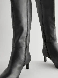 Next Cuir noir - Bottes skinny à talons hauteur genou