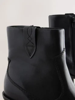 Next Cuir noir - Bottines cowboy à talons carrés Hot