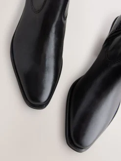 Next Cuir noir - Bottines cowboy à talons carrés Hot