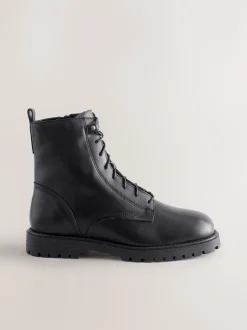 Next Cuir noir - Bottines Forever Comfort à lacets et bout carré Outlet