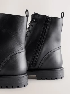 Next Cuir noir - Bottines Forever Comfort à lacets et bout carré Outlet