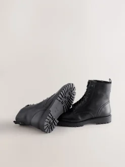 Next Cuir noir - Bottines Forever Comfort à lacets et bout carré Outlet