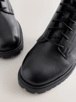 Next Cuir noir - Bottines Forever Comfort à lacets et bout carré Outlet