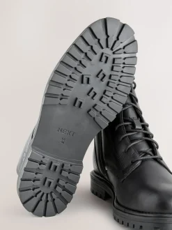 Next Cuir noir - Bottines Forever Comfort à lacets et bout carré New