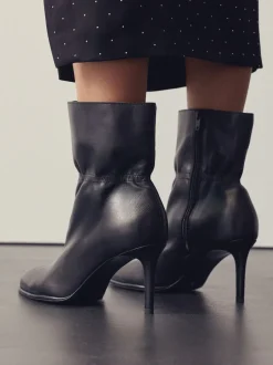 Next Cuir noir - Bottines Forever Comfort® froncées Hot