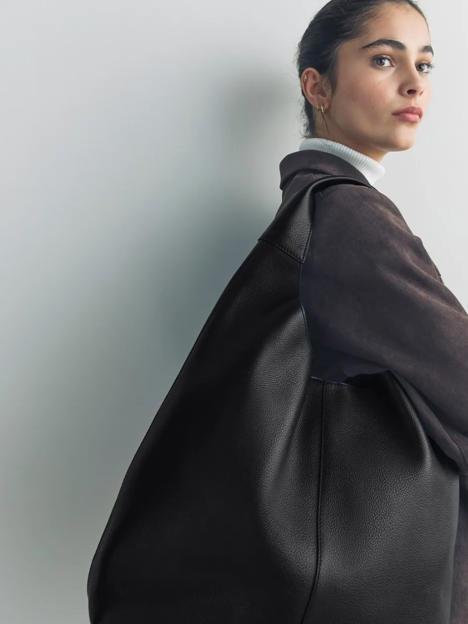 Next Cuir noir - Sac à bandoulière ample Online