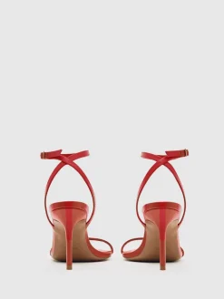 Reiss Cuir rouge - Sandales à talons aiguilles à bretelles Charlotte