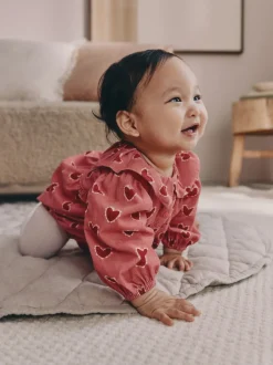 Next - Ensemble de barboteuses Bébé Bloomer 2 pièces avec collants (0mois-3ans) Cœur rose/rouge Sale