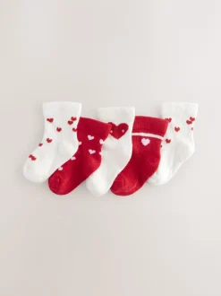 Next - Lot de 5 chaussettes pour bébé (0mois-2ans) Cœur rouge Outlet