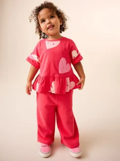 Next - T-shirt péplum à manches courtes (3mois-7ans) Cœur rouge