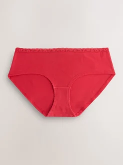 Next - Lot de 4 culottes en coton et dentelle Cœur rouge/vert à carreaux Sale